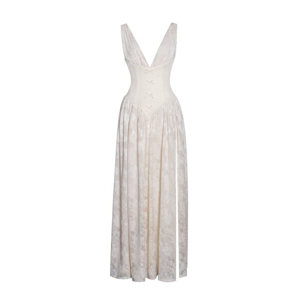 Sabrina Butter Yellow High Slit Maxi Dress - Picture 2 of 14